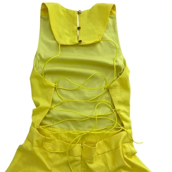 Bright Yellow Fashion Nova Romper with Open Back Tie Detail Size Small - Picture 3 of 10